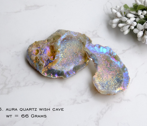 Aura Quartz Wish Keeper Cave - Weight 66 gm
