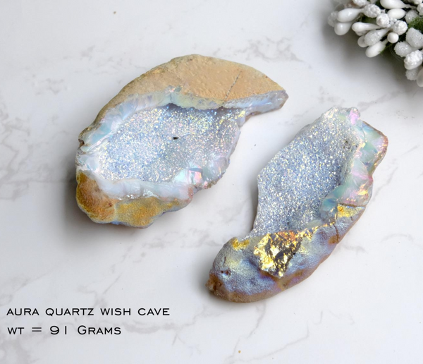 Aura Quartz Wish Keeper Cave - Weight 91 gm