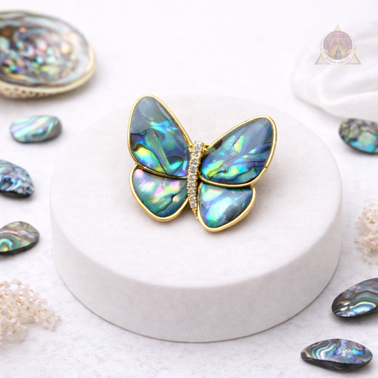 Abalone – Golden Butterfly Brooch
