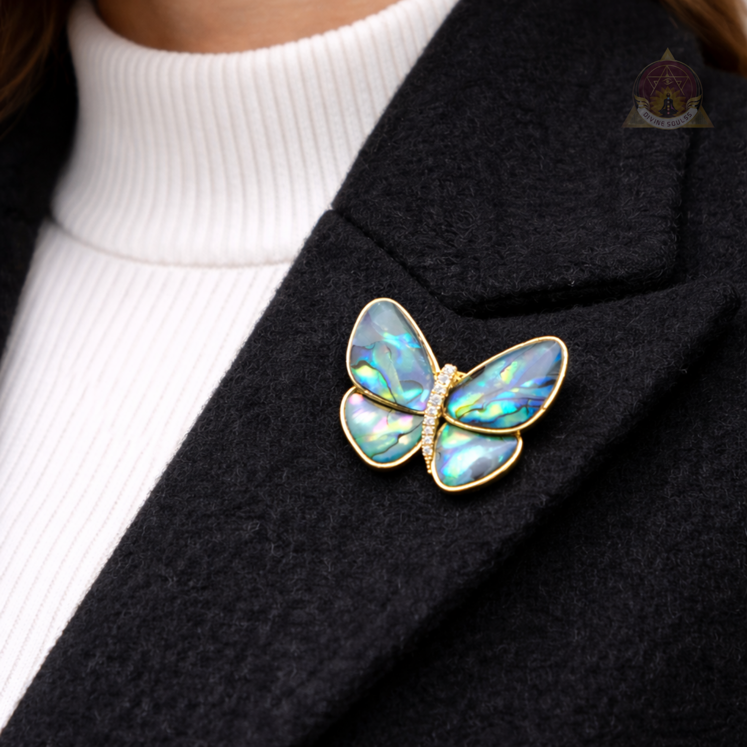 Abalone – Golden Butterfly Brooch