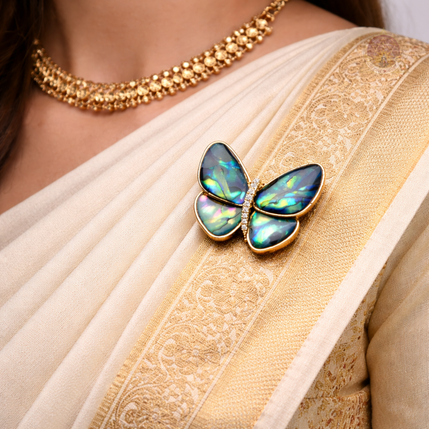 Abalone – Golden Butterfly Brooch