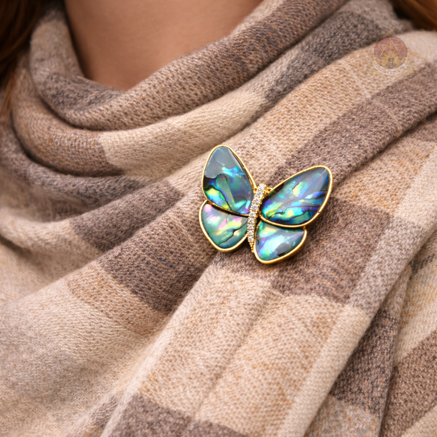 Abalone – Golden Butterfly Brooch