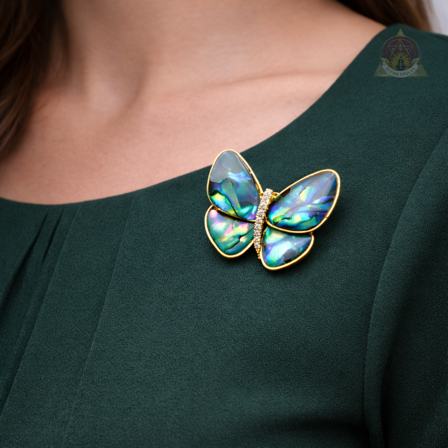 Abalone – Golden Butterfly Brooch