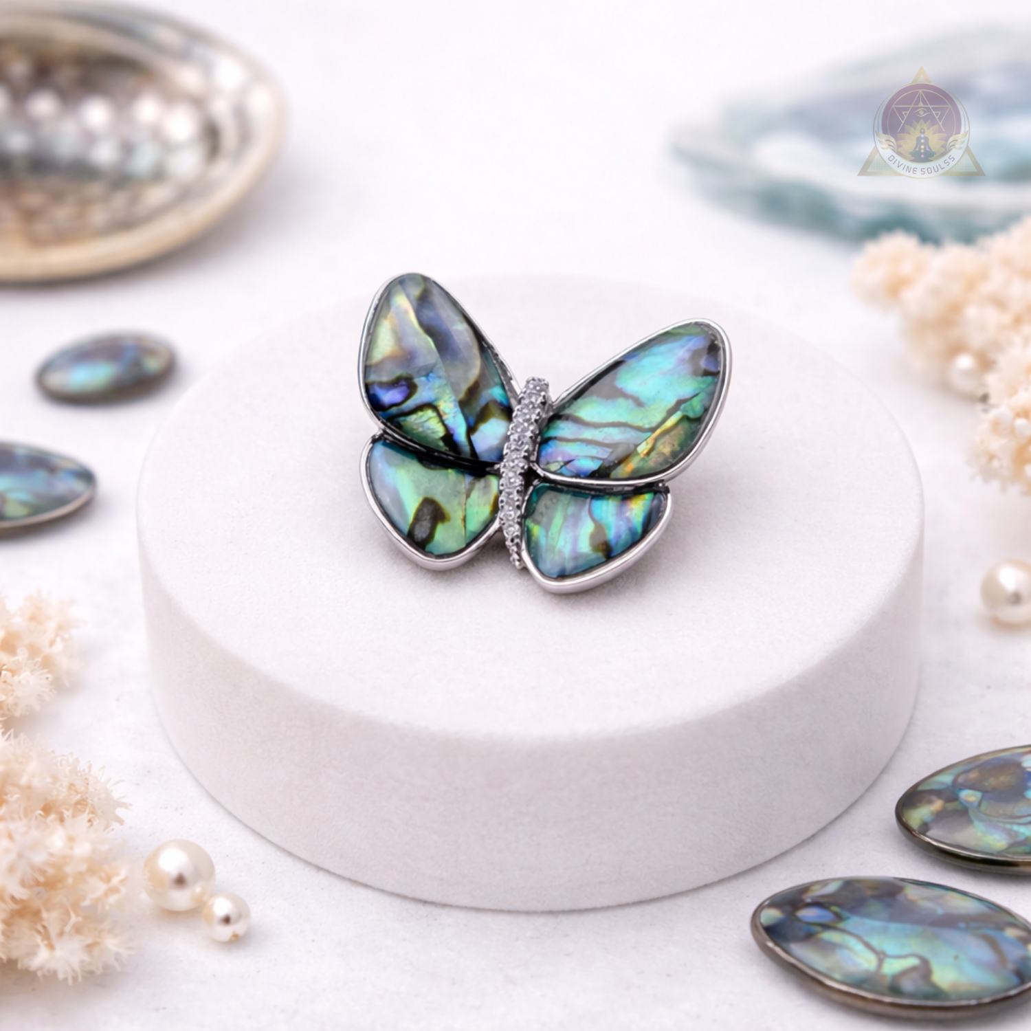 Abalone – Silver Butterfly Brooch