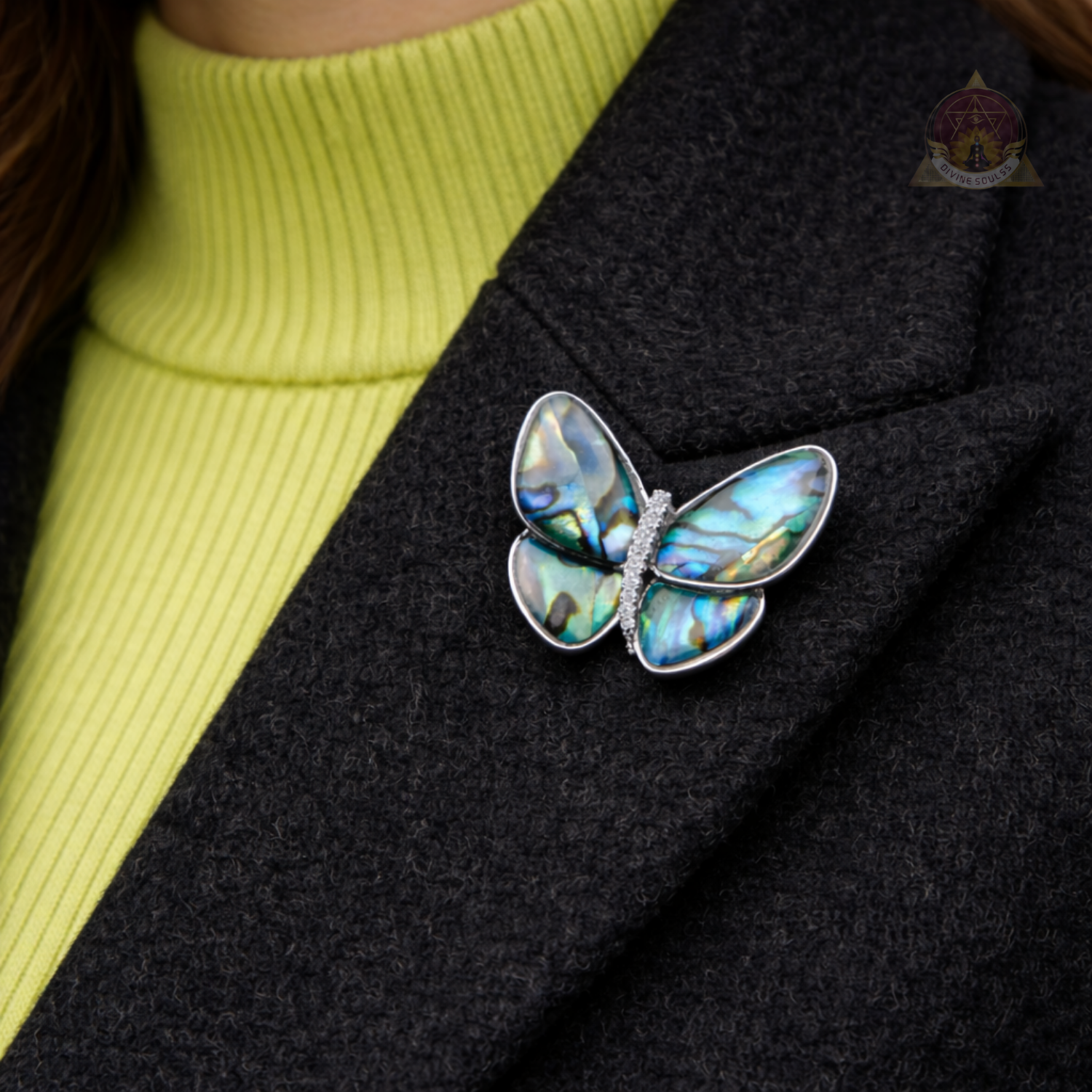 Abalone – Silver Butterfly Brooch