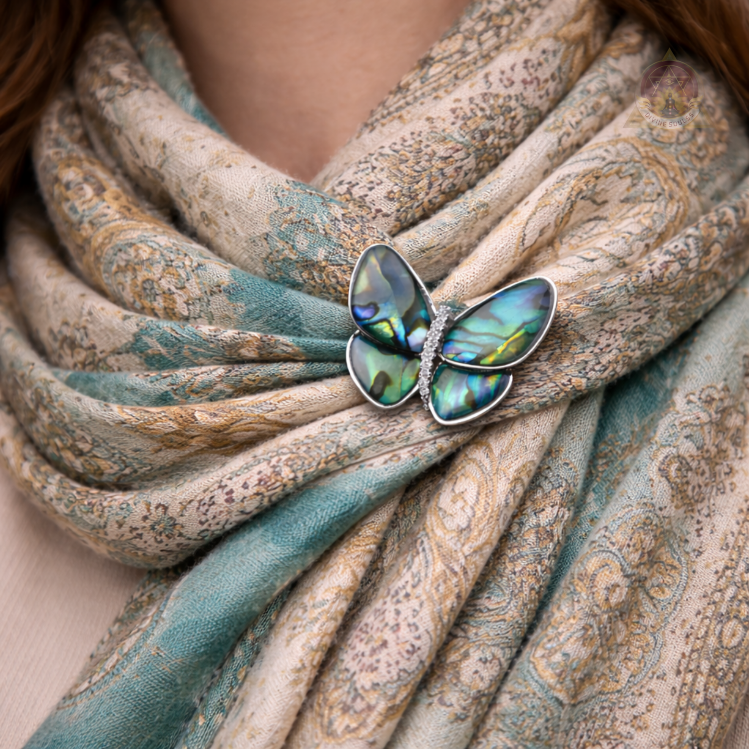 Abalone – Silver Butterfly Brooch