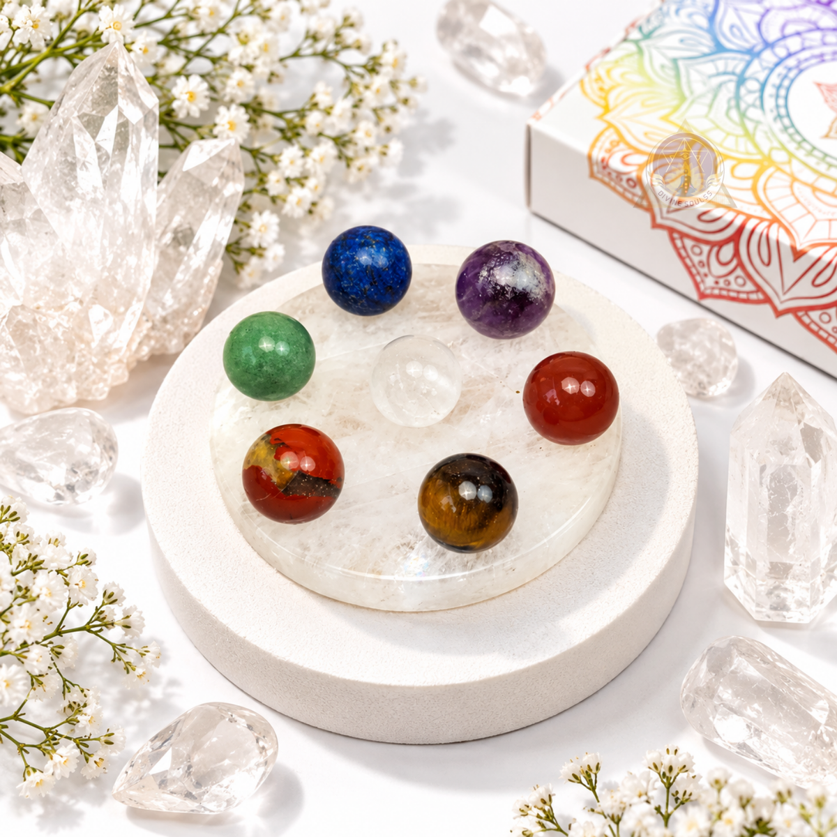 Clarity Energy Generator – Clear Quartz  7 Chakra Crystal Grid
