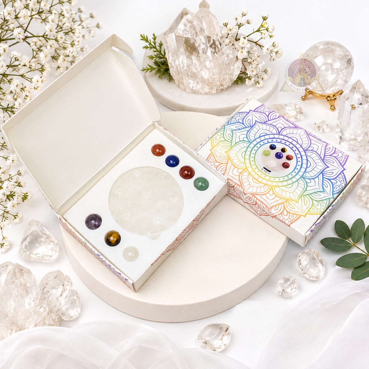 Clarity Energy Generator – Clear Quartz  7 Chakra Crystal Grid