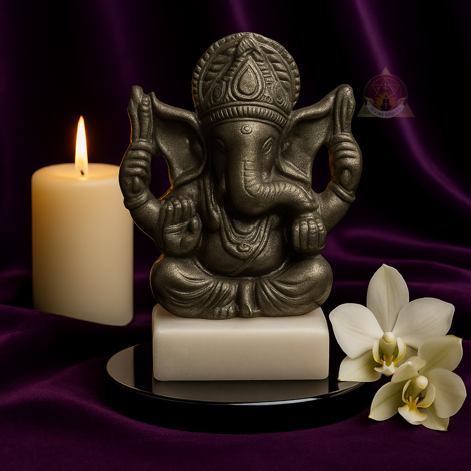 Divine Ganesha in Pyrite Big Ear Blessing