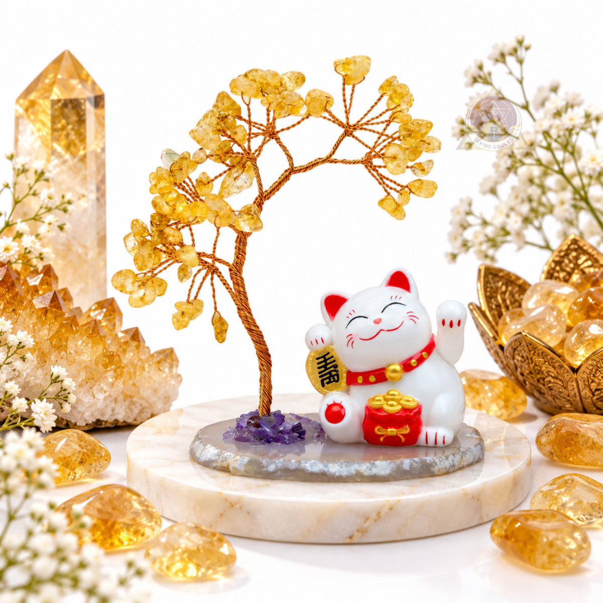 Fortune Kitty Tree – Citrine