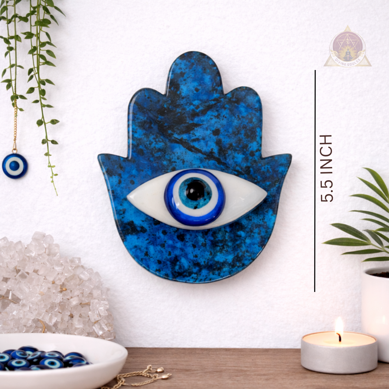 Hamsa With Evil Eye Wall Hanging (Small) – Turquoise