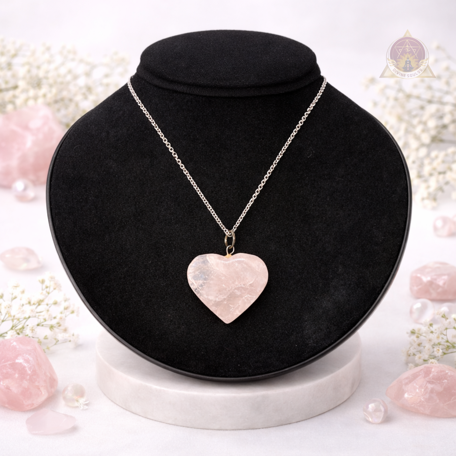 Love Heart Pendant – Rose Quartz