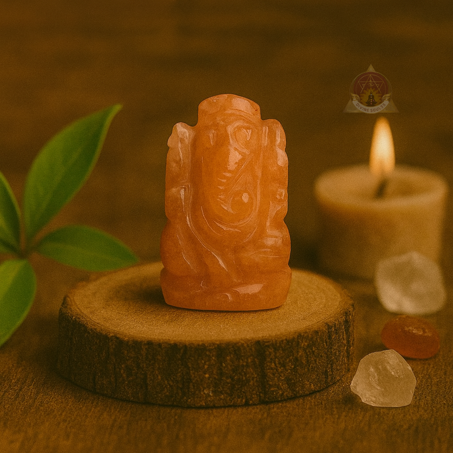 Mini Dark Green Aventurine Crystal Ganesha