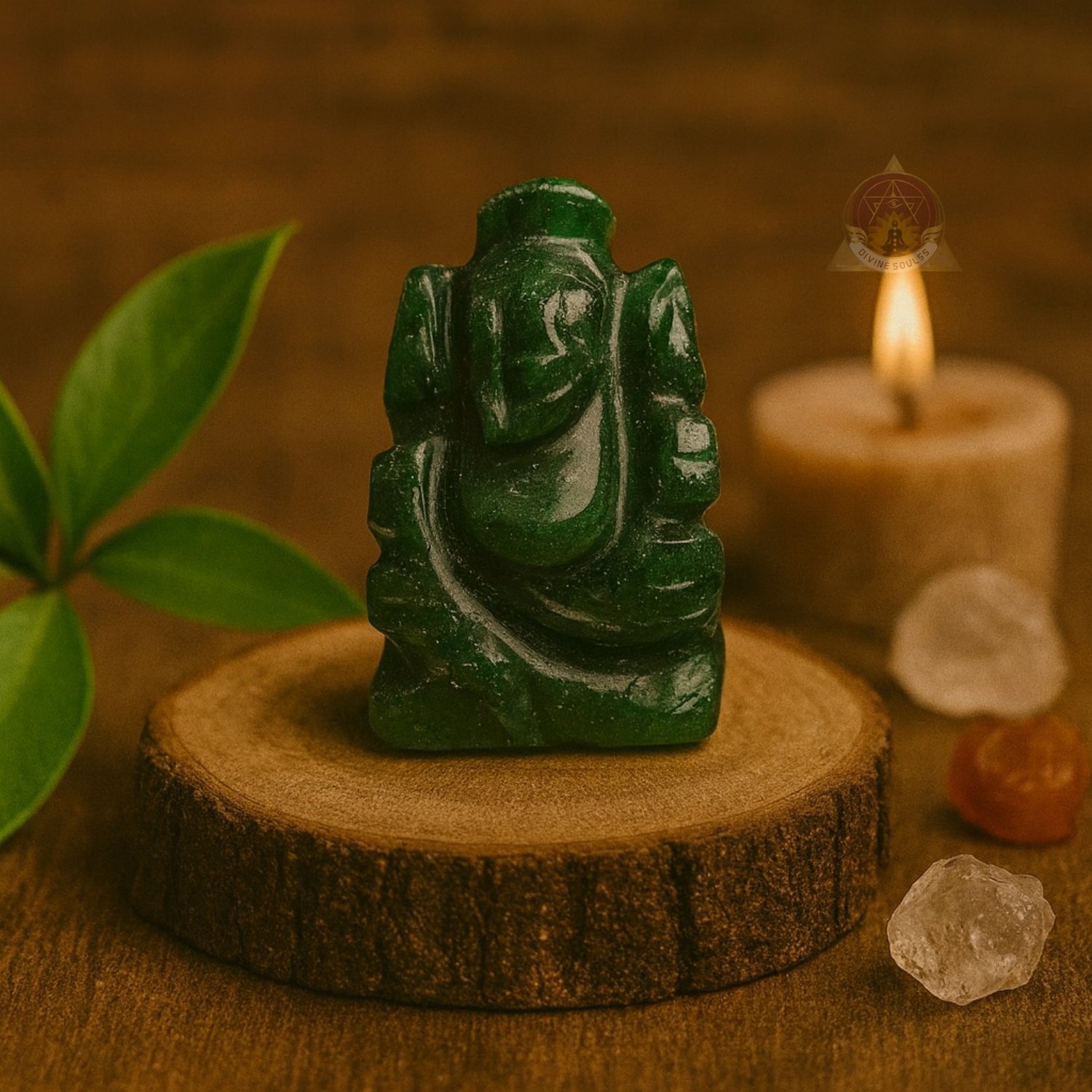 Mini Dark Green Aventurine Crystal Ganesha