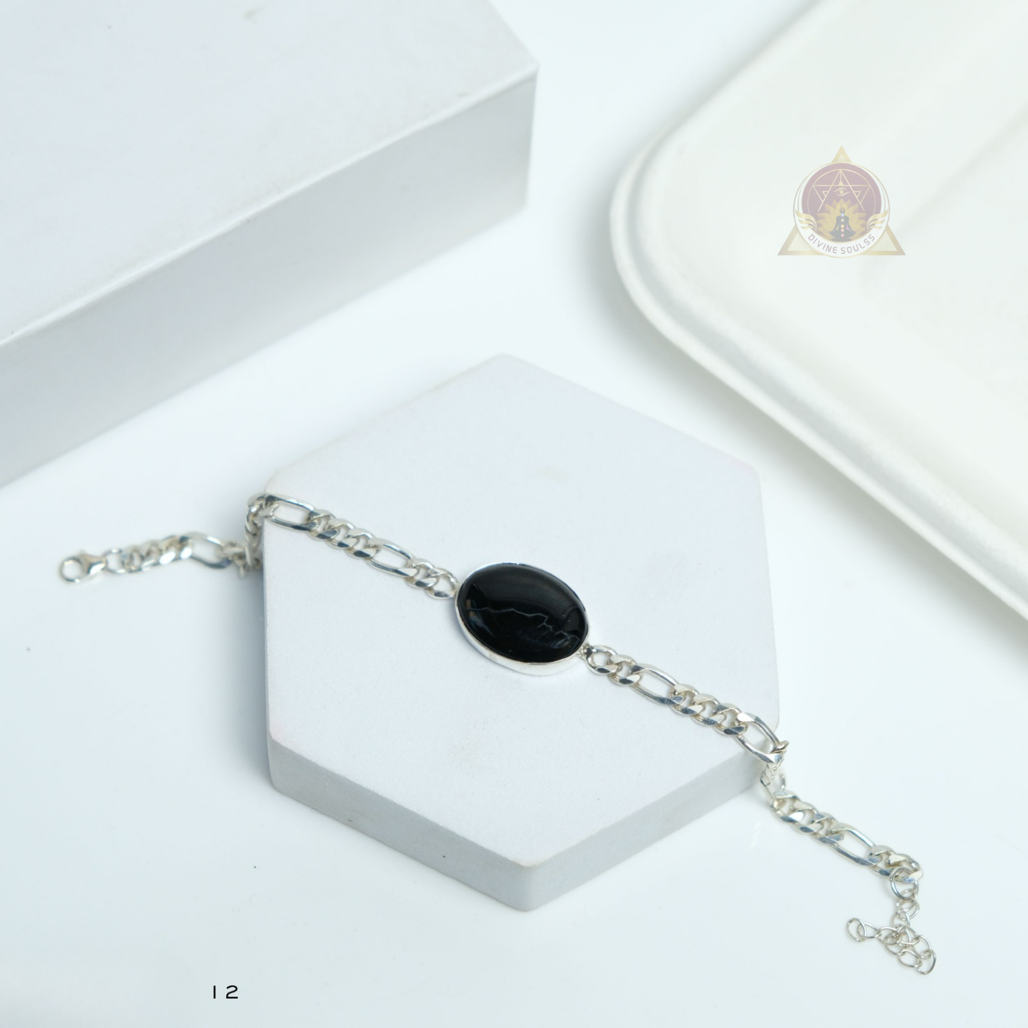 Pure Silver Black Sulemani Bracelet - Evil Eye Shield