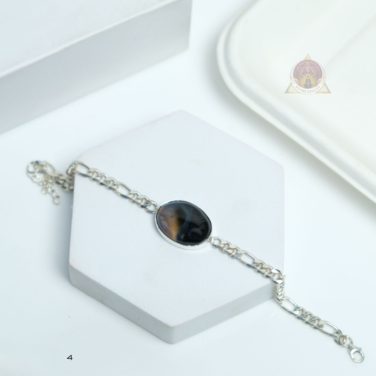 Pure Silver Black Sulemani Bracelet - Evil Eye Shield