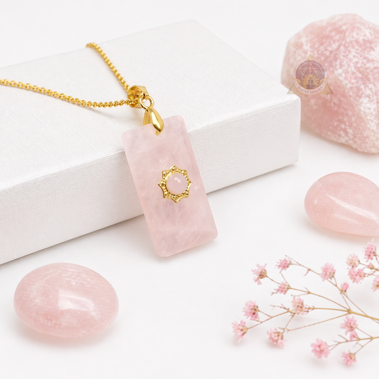 Pure Love – Double Rose Quartz Pendant
