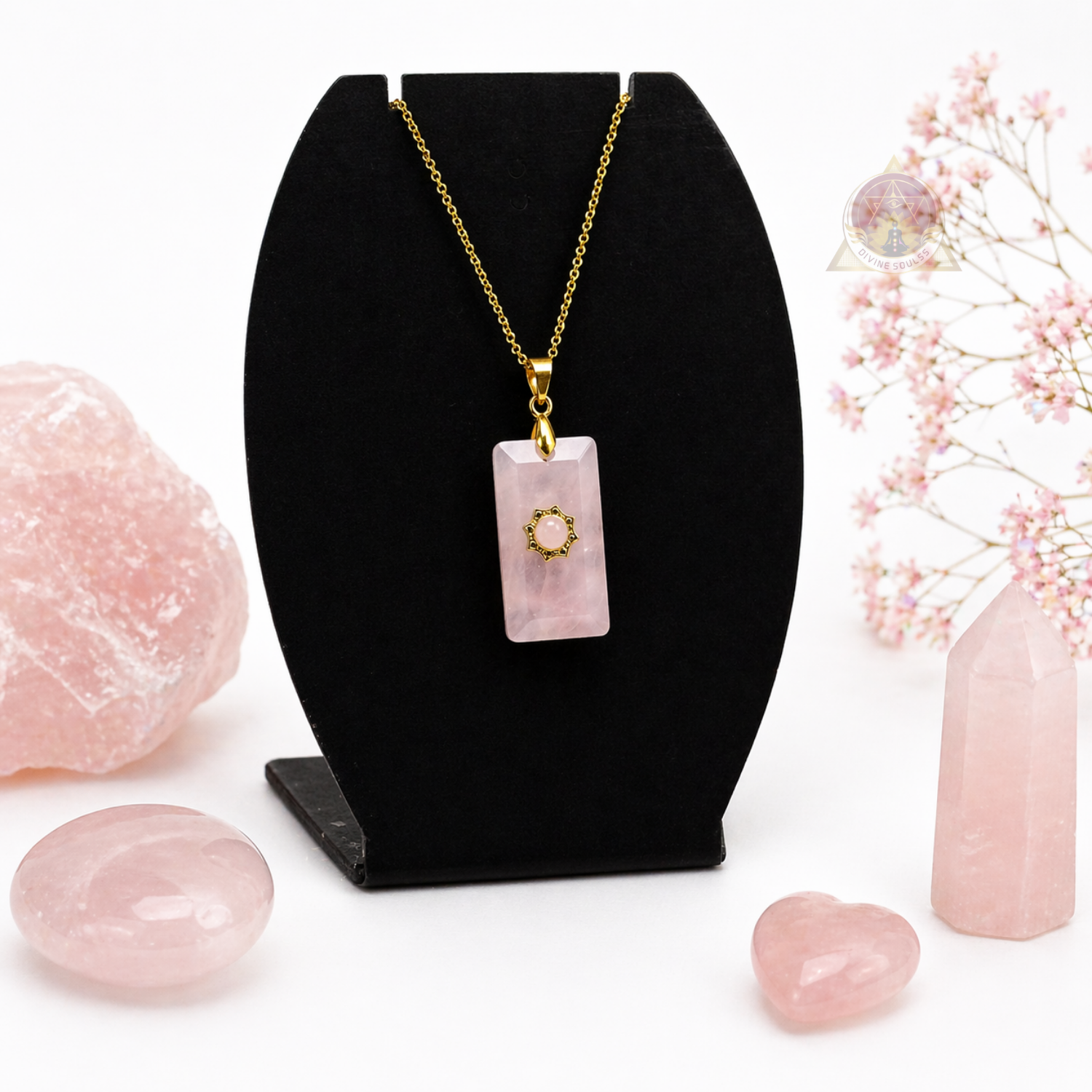Pure Love – Double Rose Quartz Pendant
