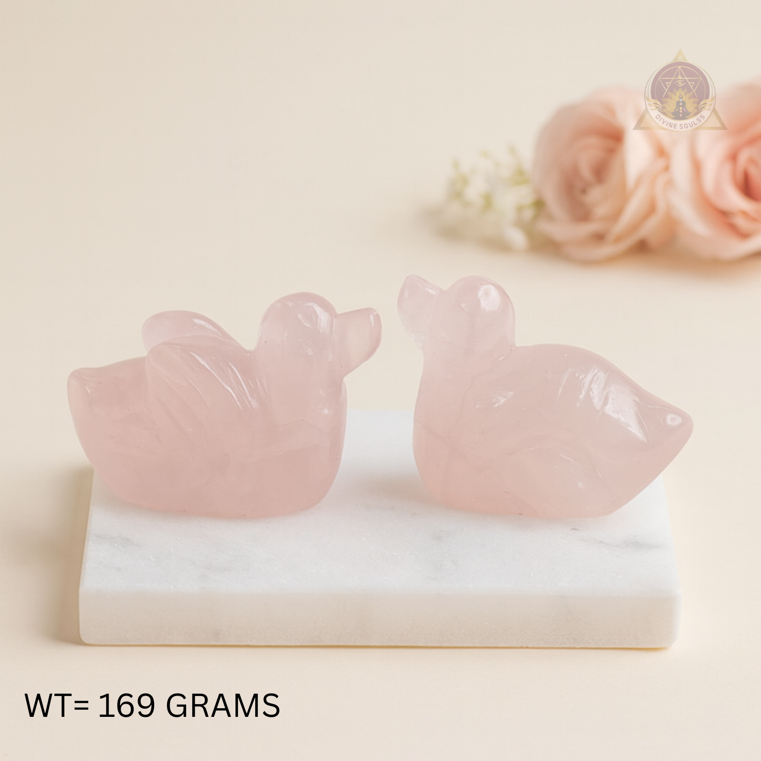 Rose Quartz Mandarin Duck ( 169 GMS)