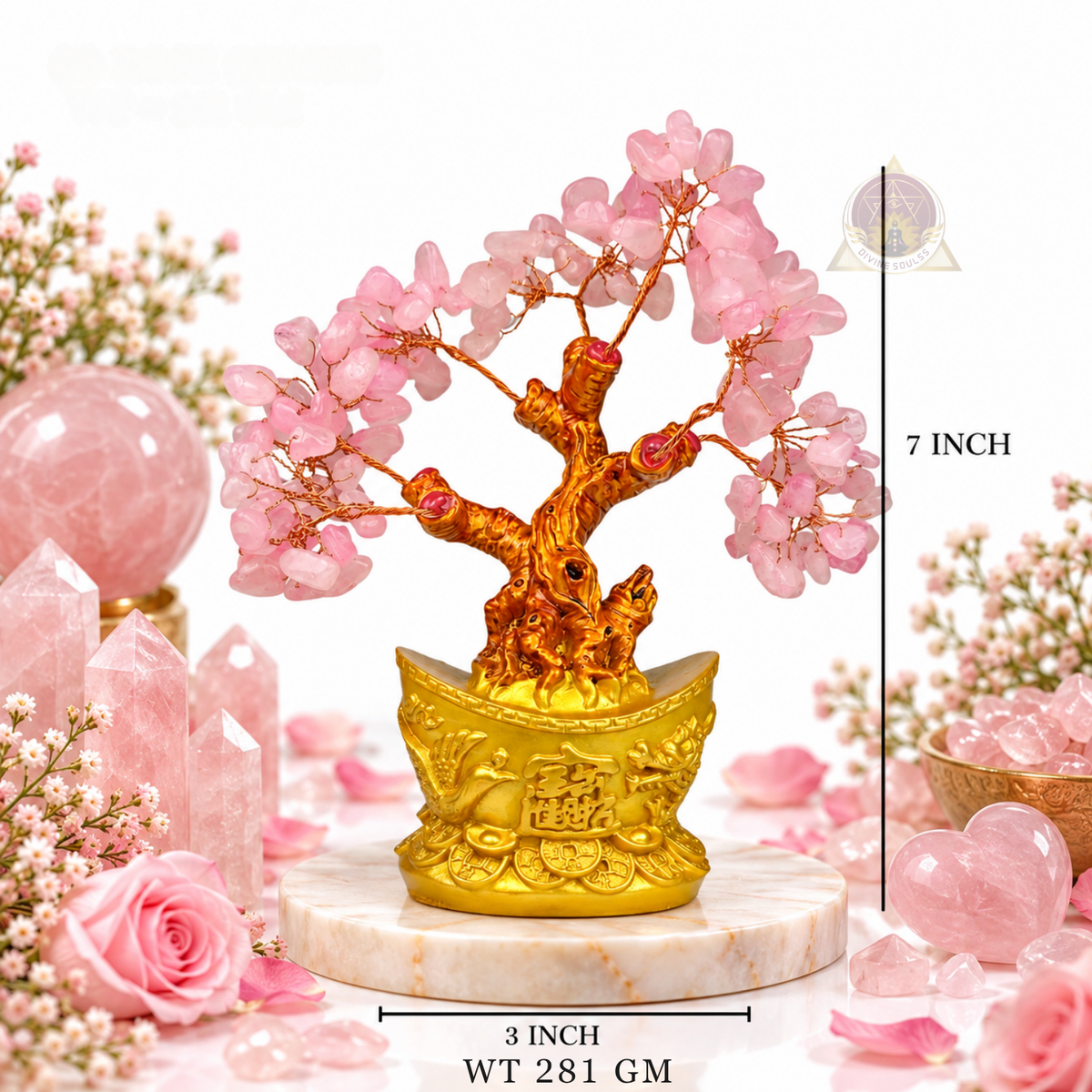 The Blush Canopy – Rose Quartz Crystal Tree