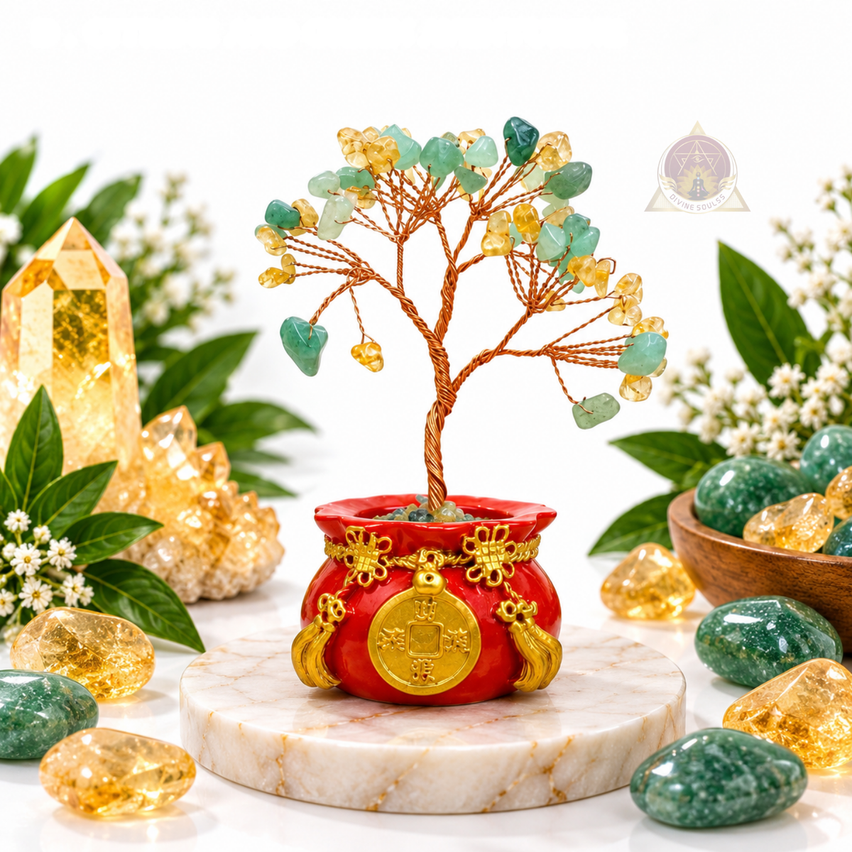 The Golden Harvest – Citrine & Green Aventurine Money Tree