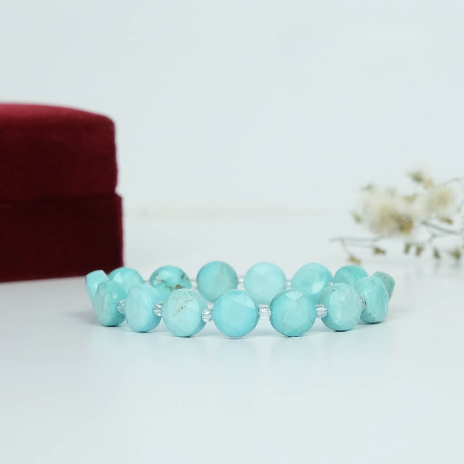 Enhances Communication - Turquoise Flat Circular Bead Faceted Bracelet