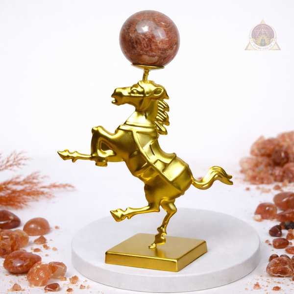 Victory Horse with Red Aventurine Ball