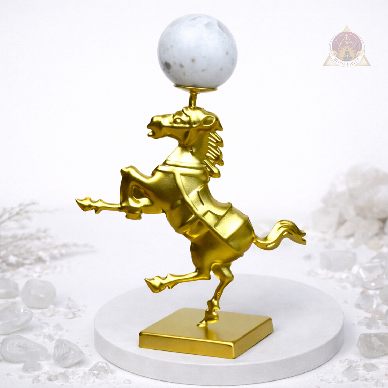 Victory Horse with White Aventurine Ball