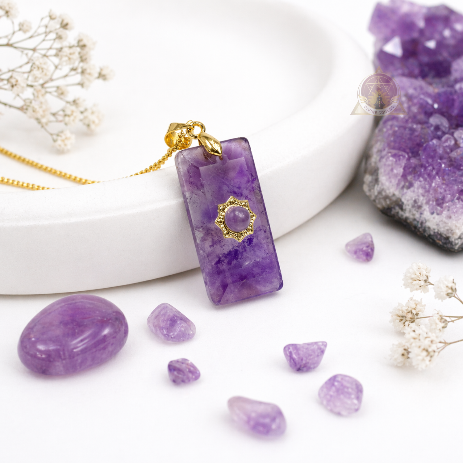 Calm Mind – Double Amethyst Pendant