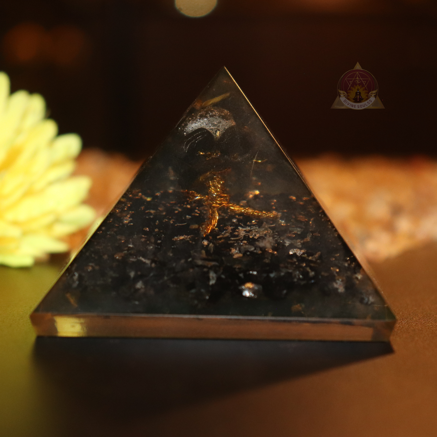 Black Tourmaline with Tree Of Life Pyramid