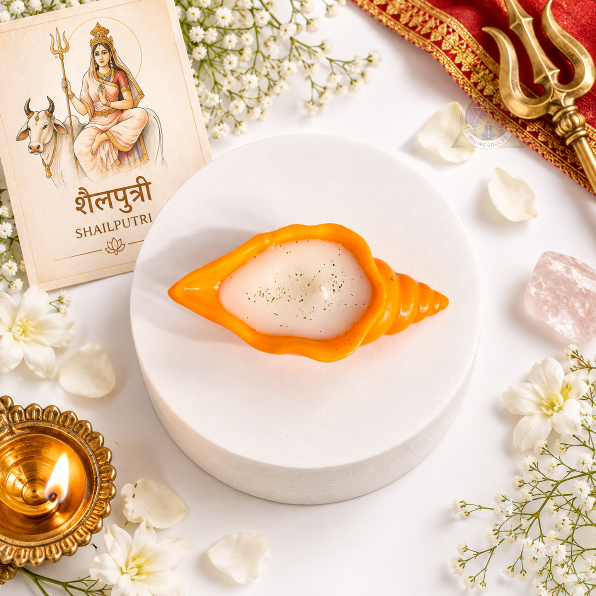 Nav Durga Shakti – Sacred Shank Candle Set Of 9