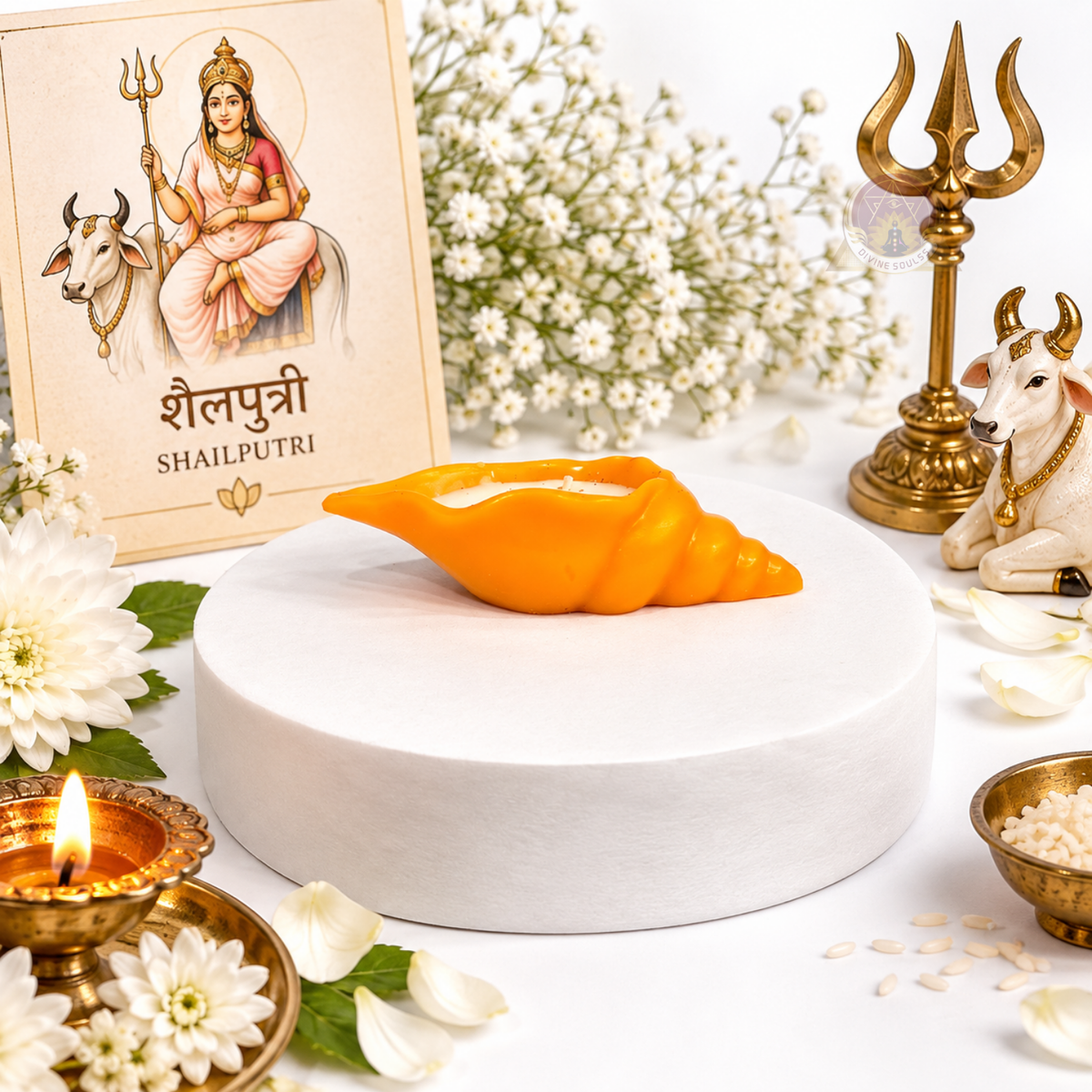Nav Durga Shakti – Sacred Shank Candle Set Of 9