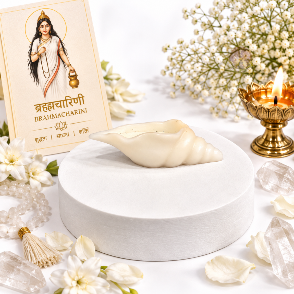 Nav Durga Shakti – Sacred Shank Candle Set Of 9