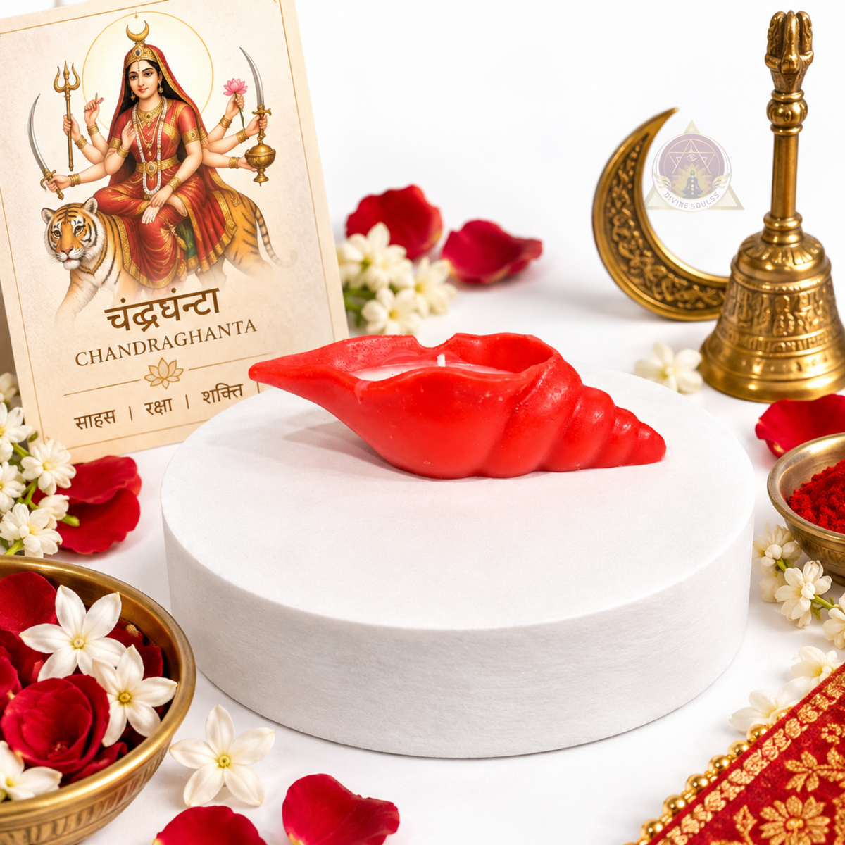 Nav Durga Shakti – Sacred Shank Candle Set Of 9
