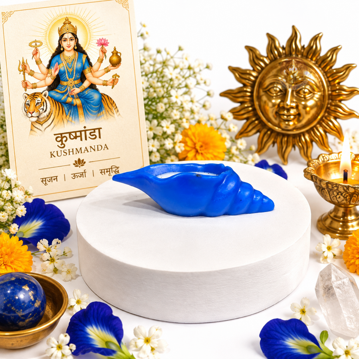 Nav Durga Shakti – Sacred Shank Candle Set Of 9