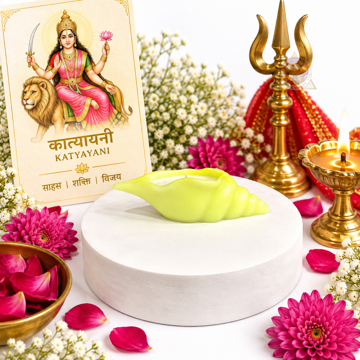 Nav Durga Shakti – Sacred Shank Candle Set Of 9