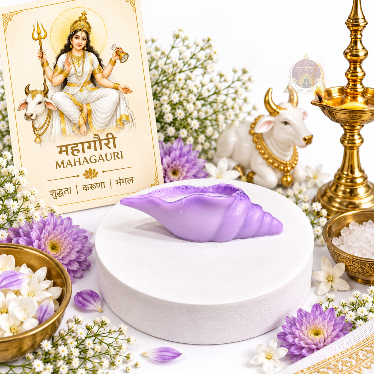 Nav Durga Shakti – Sacred Shank Candle Set Of 9