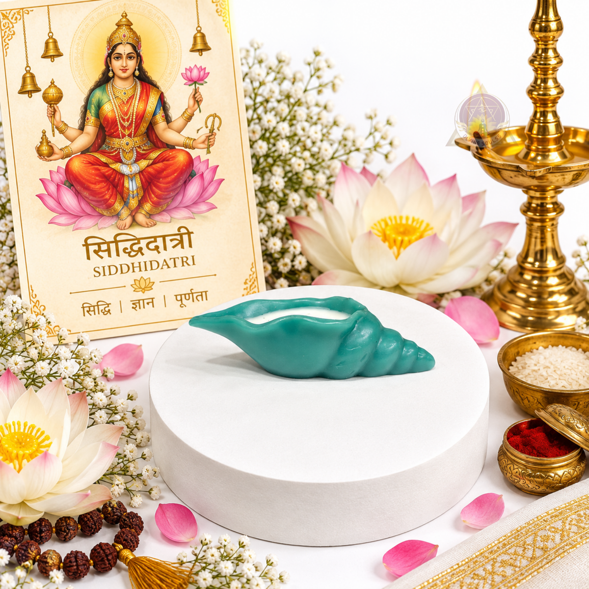 Nav Durga Shakti – Sacred Shank Candle Set Of 9