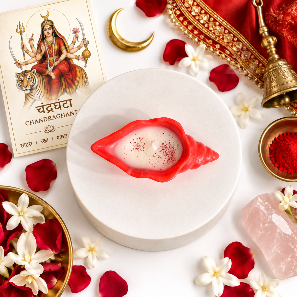 Nav Durga Shakti – Sacred Shank Candle Set Of 9