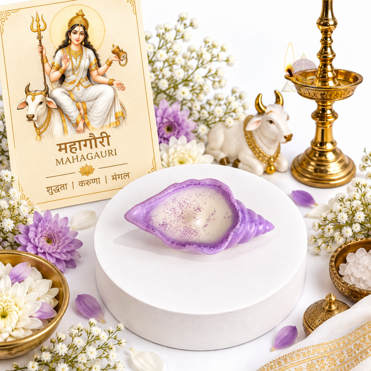 Nav Durga Shakti – Sacred Shank Candle Set Of 9