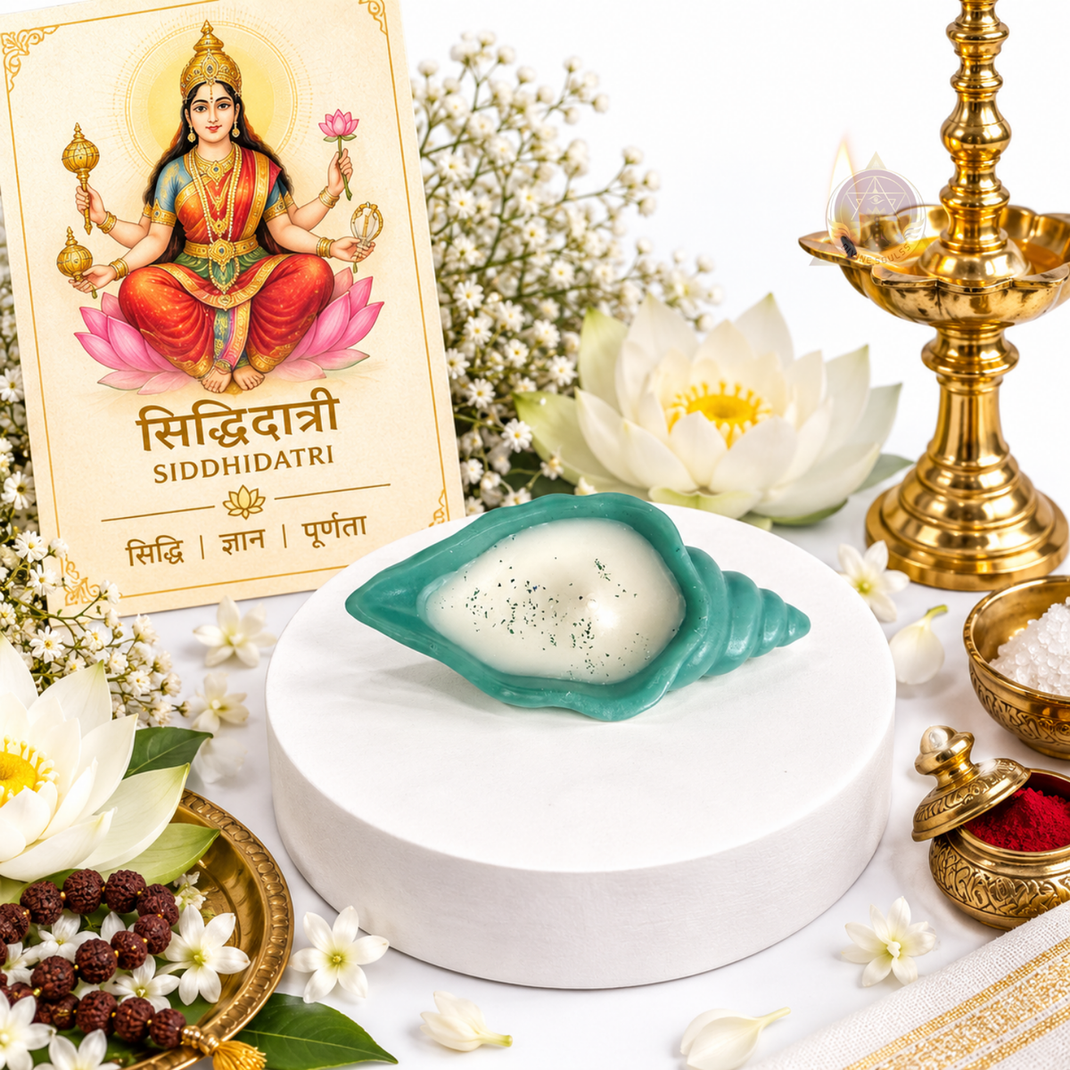 Nav Durga Shakti – Sacred Shank Candle Set Of 9