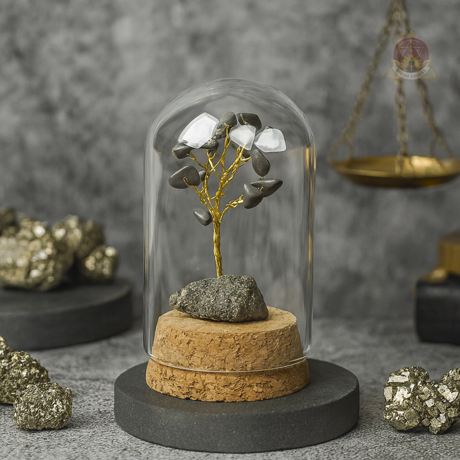Pyrite Crystal Tree - In A Glass