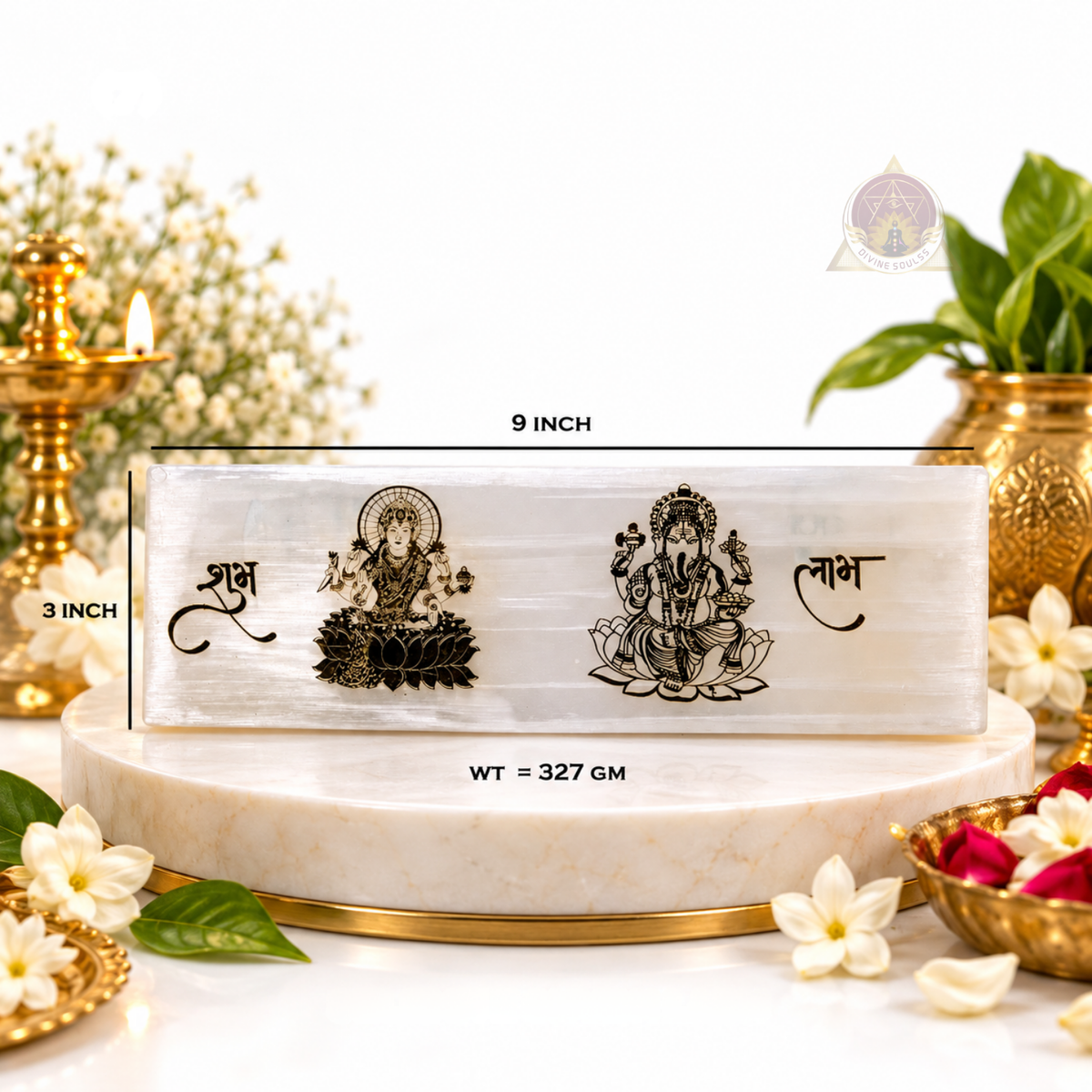 Shubh Labh Home Blessing – Selenite Wall Hanging