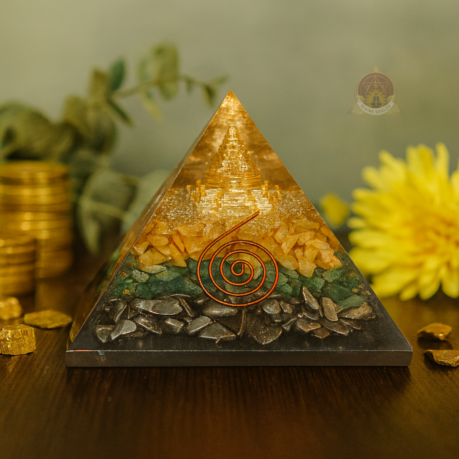 Wealth & Abundance Orgonite Pyramid